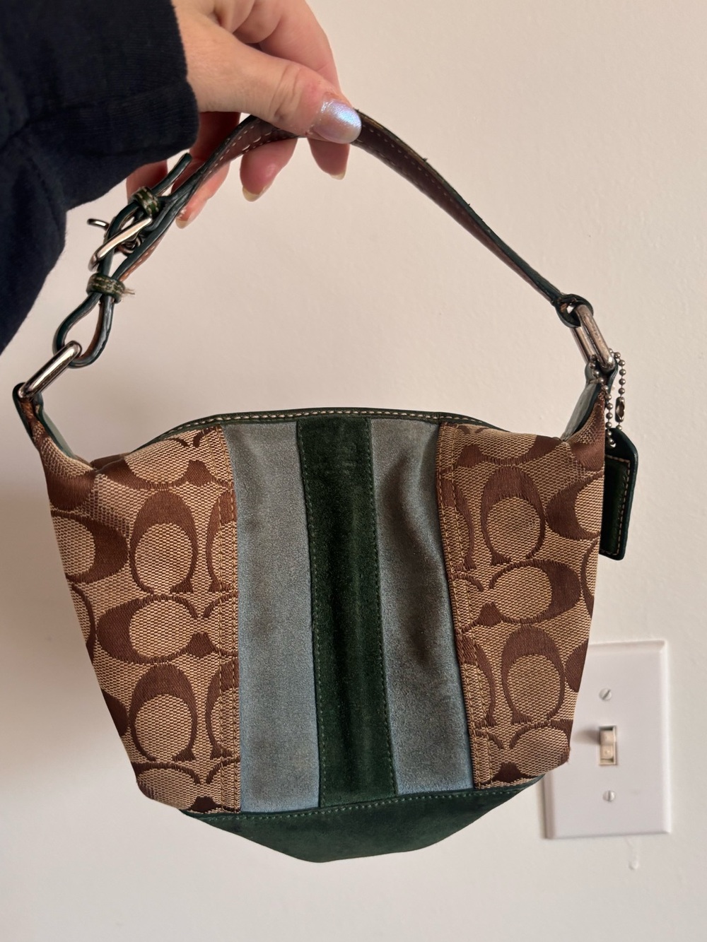 Small signature C suede Coach bag mini